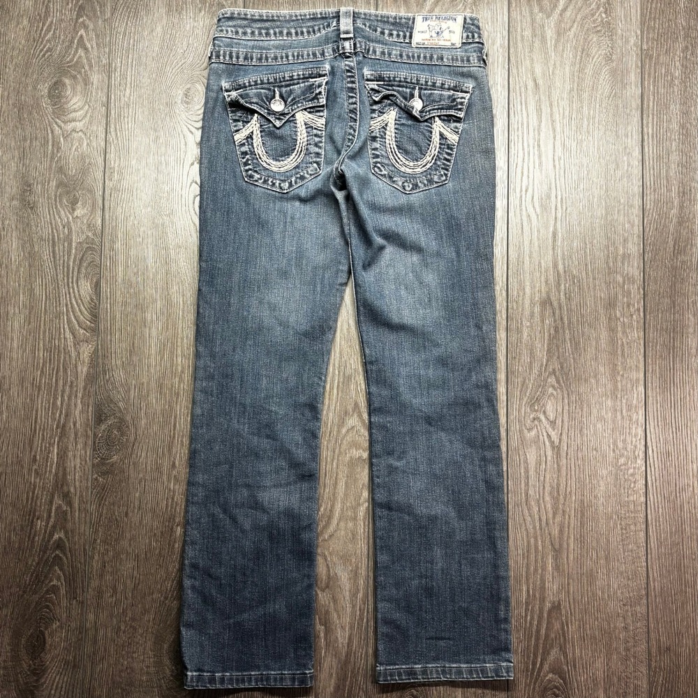 True Religion Straight Leg Jeans Womens 28 Blue Medium Wash Low Rise Made in USA